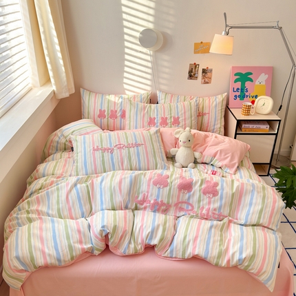 91家纺网 家纺一手货源 找家纺 （总）云雀 2025新款全棉印花毛巾绣四件套