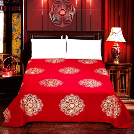 91家纺网 家纺一手货源 找家纺 （总）居美良品 2025新款大红色床单全棉磨毛床单结婚婚庆纯棉床单