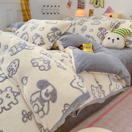 ME/ERA HOME寐时代 2024新款雪花绒印花四件套灰色轨迹