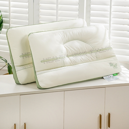 91家纺网 家纺一手货源 找家纺 （总）仁宇枕业 2024新款枕芯 全棉贡缎小决决枕绿色半圆决明子枕头枕芯