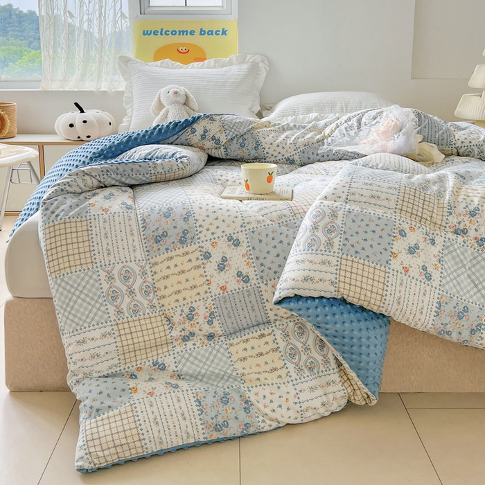 91家纺网 家纺一手货源 找家纺 卢赛尔 2024新款双层豆豆被 百福被