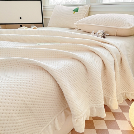 居眠 2024新款华夫格毛巾绣夹棉床单 幸运树-奶白