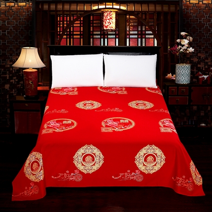 91家纺网 家纺一手货源 找家纺 （总）居美良品 2025新款大红色床单全棉磨毛床单结婚婚庆纯棉床单