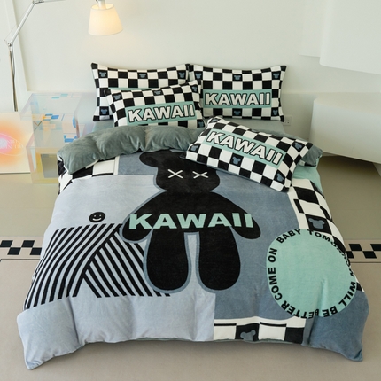 91家纺网 家纺一手货源 找家纺 （总）色鬼布艺 2024新款秋冬加厚牛奶绒四件套