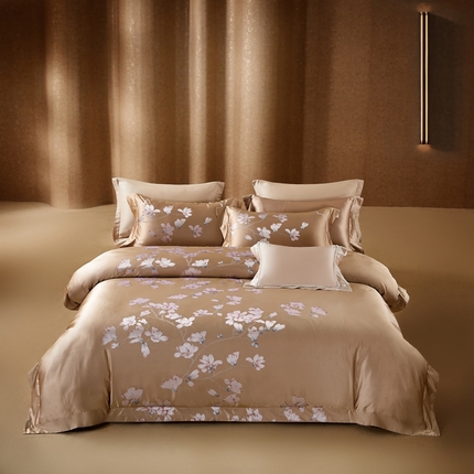 2024新款色织大提花全真丝桑蚕丝四件套芙蓉