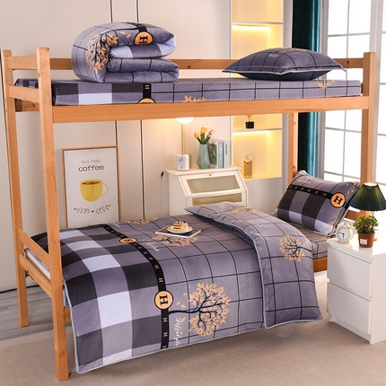 91家纺网 家纺一手货源 找家纺 （总）乐旗家纺 2025新款5斤加厚牛奶绒三件学生宿舍上下铺单人床