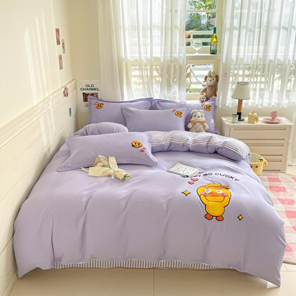 91家纺网 家纺一手货源 找家纺 （总）恋佳居 2025新款时尚亲肤小清新水洗棉毛巾绣四件套