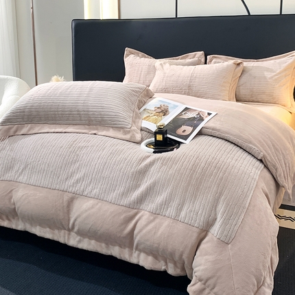 91家纺网 家纺一手货源 找家纺 （总）羽梦家纺 2024秋冬新品300克加厚全工艺消光保暖牛奶婴肤绒水貂绒云貂绒四件套-缪斯