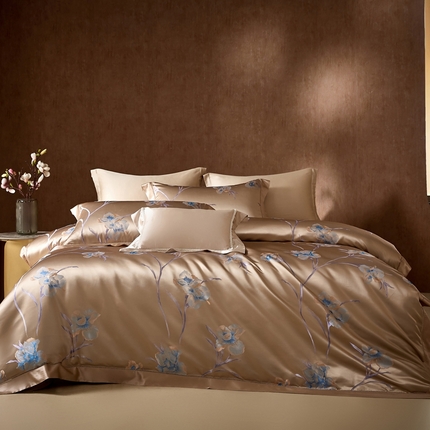 91家纺网 家纺一手货源 找家纺 2025新款色织大提花全真丝桑蚕丝四件套