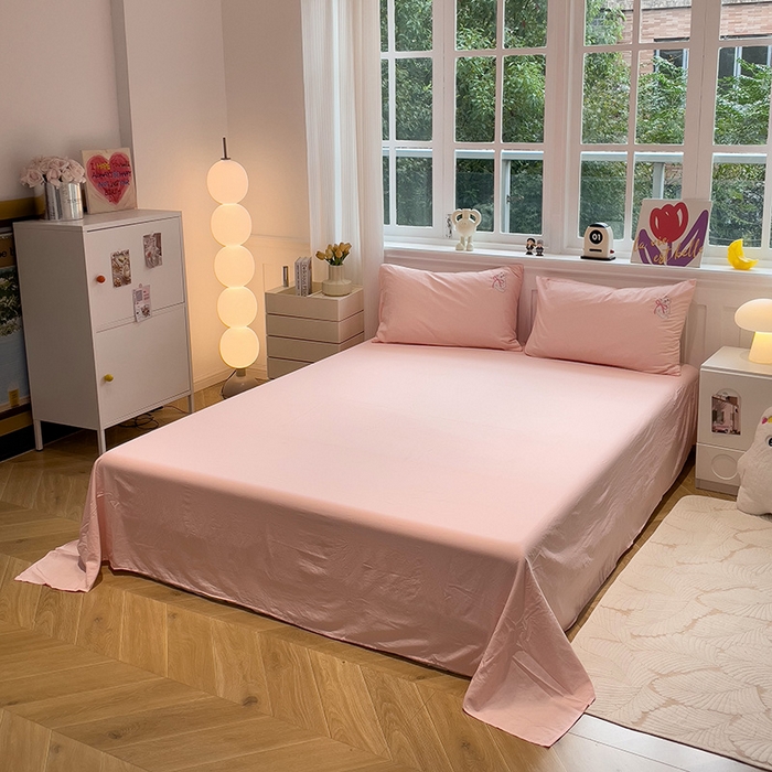 91家纺网 家纺一手货源 找家纺 （总）优色良品家纺 2024新款水洗棉重工刺绣贴布绣四件套-奶猫款式二