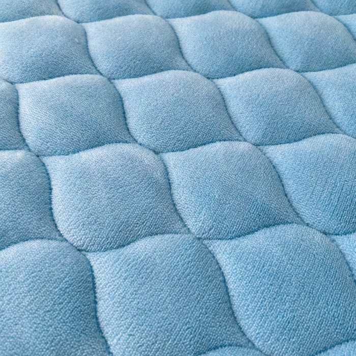 91家纺网 家纺一手货源 找家纺 屹成家纺 2024新款牛奶绒拼接款床盖四件套 拼接款-蓝色