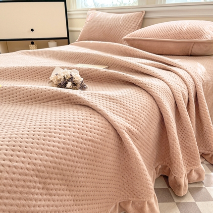 居眠 2024新款华夫格毛巾绣夹棉床单 萌宠-杏卡