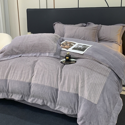 91家纺网 家纺一手货源 找家纺 （总）羽梦家纺 2024秋冬新品300克加厚全工艺消光保暖牛奶婴肤绒水貂绒云貂绒四件套-缪斯