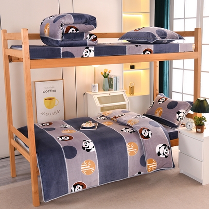 91家纺网 家纺一手货源 找家纺 （总）乐旗家纺 2025新款5斤加厚牛奶绒三件学生宿舍上下铺单人床