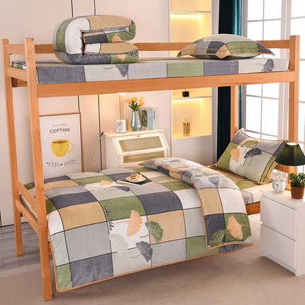 91家纺网 家纺一手货源 找家纺 （总）乐旗家纺 2025新款5斤加厚牛奶绒三件学生宿舍上下铺单人床