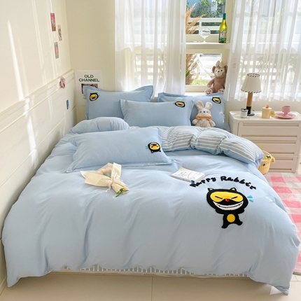 91家纺网 家纺一手货源 找家纺 （总）恋佳居 2025新款时尚亲肤小清新水洗棉毛巾绣四件套