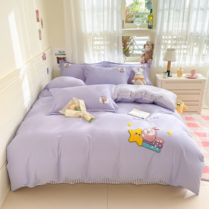 91家纺网 家纺一手货源 找家纺 （总）恋佳居 2025新款时尚亲肤小清新水洗棉毛巾绣四件套