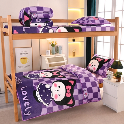 91家纺网 家纺一手货源 找家纺 （总）乐旗家纺 2025新款5斤加厚牛奶绒三件学生宿舍上下铺单人床