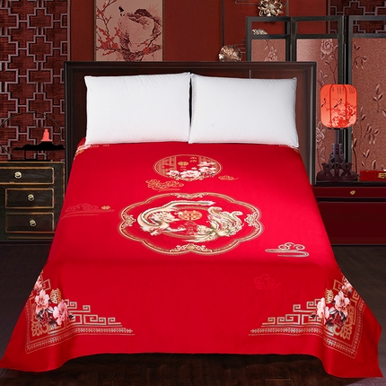 91家纺网 家纺一手货源 找家纺 （总）居美良品 2025新款大红色床单全棉磨毛床单结婚婚庆纯棉床单