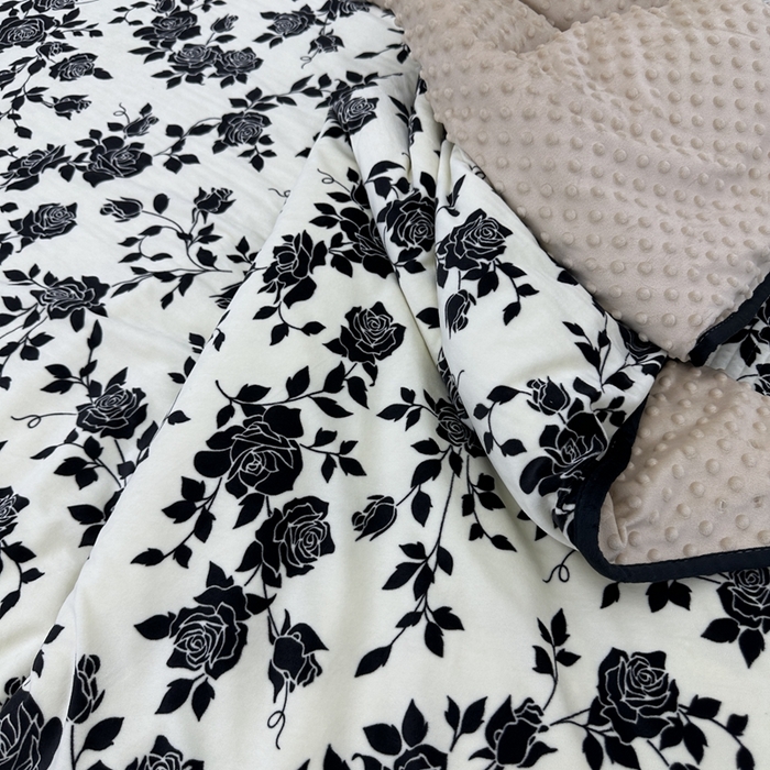 91家纺网 家纺一手货源 找家纺 暖居 2024新款婴儿绒 榻榻米炕盖床盖四件套 黑花