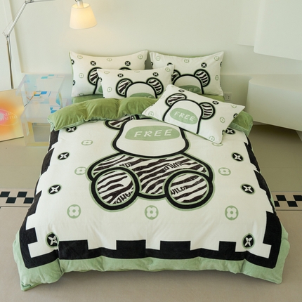 91家纺网 家纺一手货源 找家纺 （总）色鬼布艺 2024新款秋冬加厚牛奶绒四件套