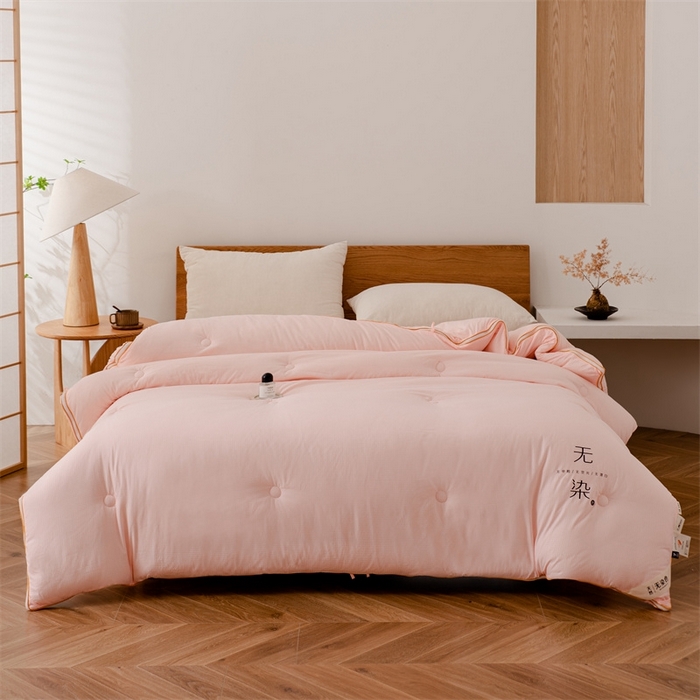 91家纺网 家纺一手货源 找家纺 仁凯家纺 2024新款无染华夫格大豆子母被 拉链二合一 子母被春秋被加厚冬被 双胎被 粉玉