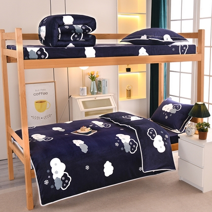 91家纺网 家纺一手货源 找家纺 （总）乐旗家纺 2025新款5斤加厚牛奶绒三件学生宿舍上下铺单人床