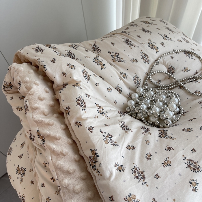 91家纺网 家纺一手货源 找家纺 奈萝家纺 2024新款秋冬印花针织棉豆豆绒春秋被冬被 秋意