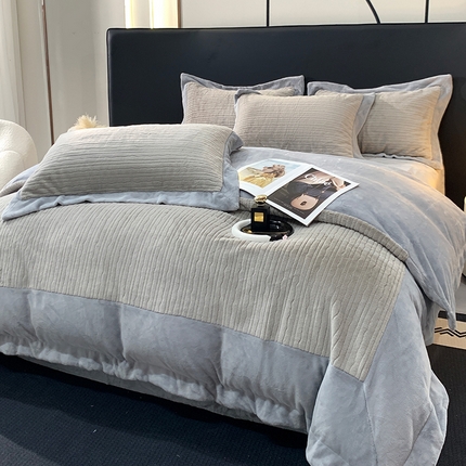 91家纺网 家纺一手货源 找家纺 （总）羽梦家纺 2024秋冬新品300克加厚全工艺消光保暖牛奶婴肤绒水貂绒云貂绒四件套-缪斯