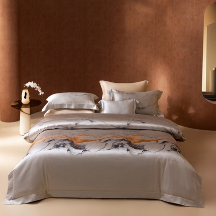 91家纺网 家纺一手货源 找家纺 2025新款色织大提花全真丝桑蚕丝四件套