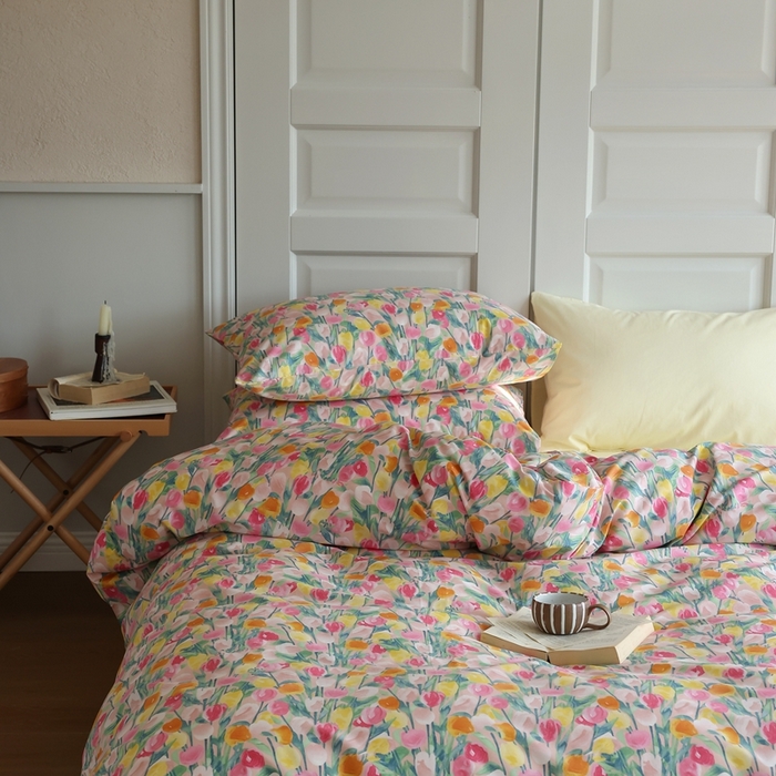 91家纺网 家纺一手货源 找家纺 棉眠 2024新款40支全棉秋季花园系列四件套 玫瑰故事