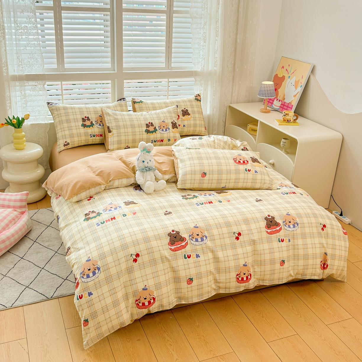 91家纺网 家纺一手货源 找家纺 红馆 2025年全棉12868印花系列四件套 萌趣时光