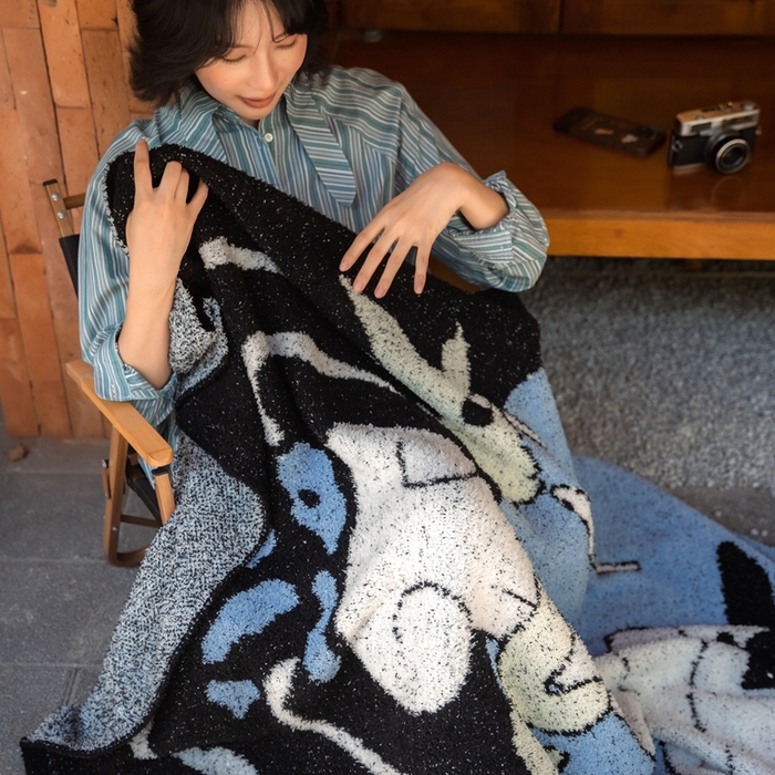 91家纺网 家纺一手货源 找家纺 圆岛 2024新款多功能针织半边绒毛毯 喷泉小鱼