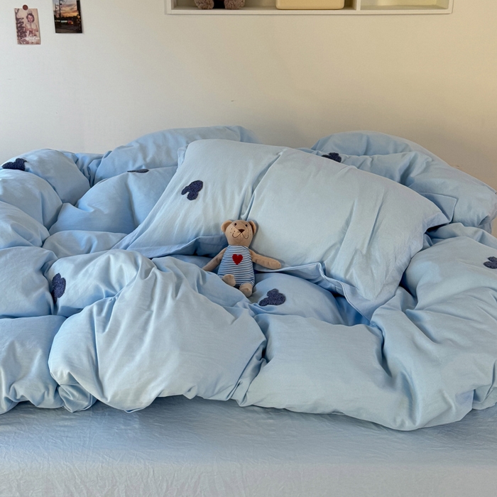 91家纺网 家纺一手货源 找家纺 布可家纺 2025新款水洗棉毛巾绣四件套 米奇-浅蓝