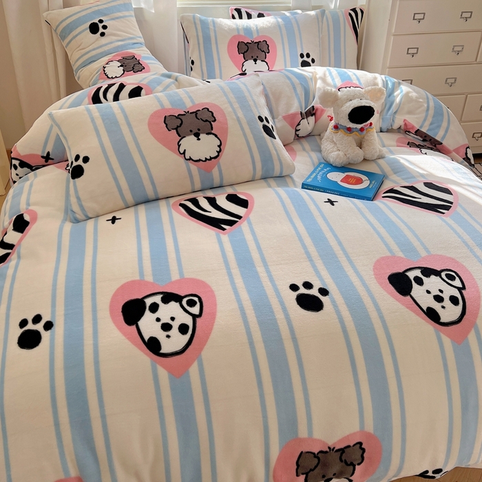 91家纺网 家纺一手货源 找家纺 （总）六巷胡同 2024新款INS卡通牛奶绒四件套