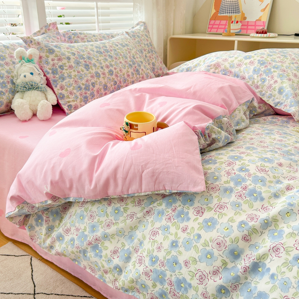 91家纺网 家纺一手货源 找家纺 红馆 2025年全棉12868印花系列四件套 花语嫣然