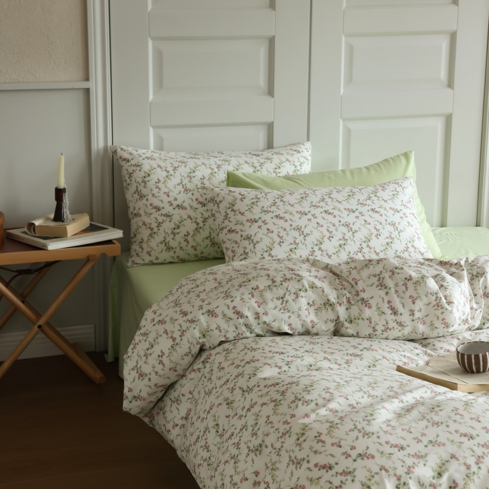 91家纺网 家纺一手货源 找家纺 棉眠 2024新款40支全棉秋季花园系列四件套 桃花笺