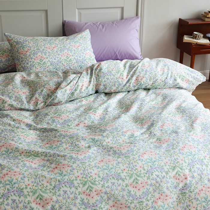 91家纺网 家纺一手货源 找家纺 棉眠 2024新款40支全棉秋季花园系列四件套 星河粉钻