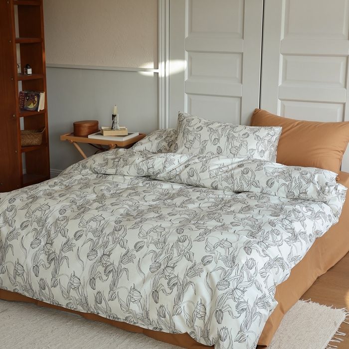 91家纺网 家纺一手货源 找家纺 棉眠 2024新款40支全棉秋季花园系列四件套 鸢尾