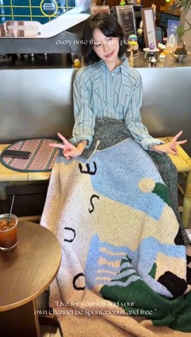 91家纺网 家纺一手货源 找家纺 圆岛 2024新款多功能针织半边绒毛毯 豪斯棋盘