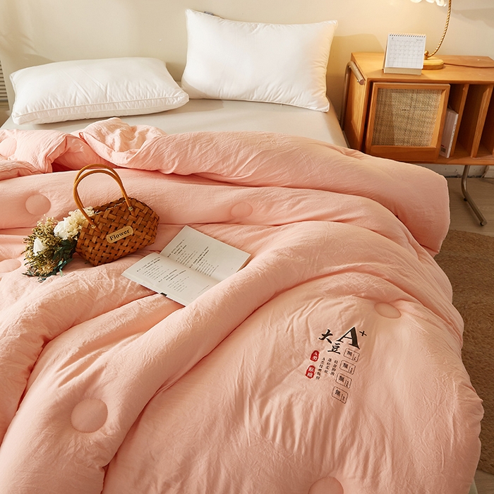 91家纺网 家纺一手货源 找家纺 好福居 2024新款A类母婴级原棉被子被芯 粉色