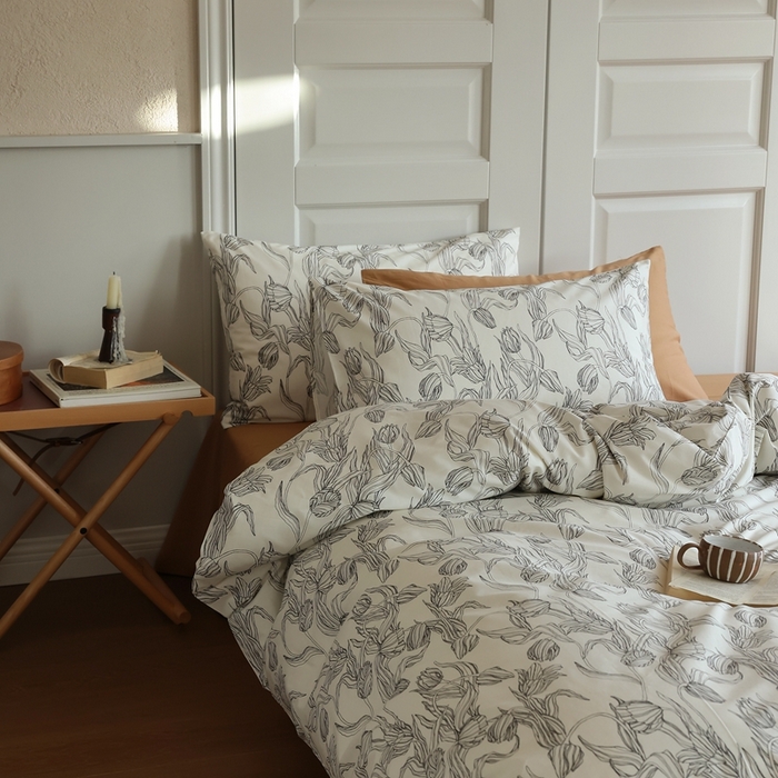 91家纺网 家纺一手货源 找家纺 棉眠 2024新款40支全棉秋季花园系列四件套 鸢尾