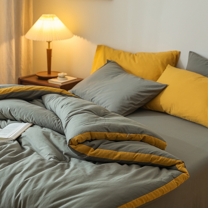 91家纺网 家纺一手货源 找家纺 雯雨家纺 2024新款里外全棉棉花被冬被 军绿黄