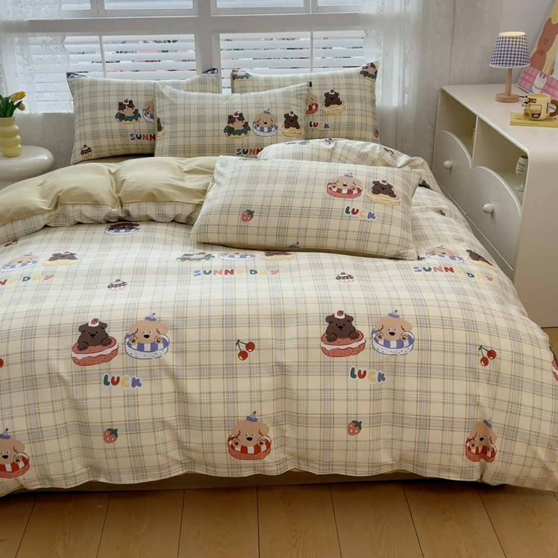 91家纺网 家纺一手货源 找家纺 红馆 2025年全棉12868印花系列四件套 萌趣时光