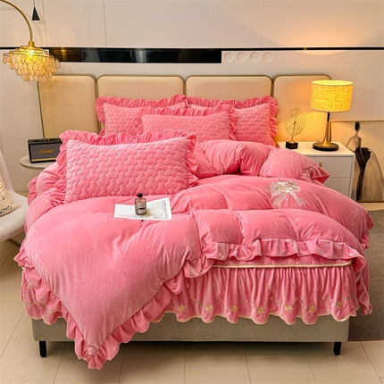 91家纺网 家纺一手货源 找家纺 （总）恒爱家纺 2024新款宝宝绒霞姿月韵四件套