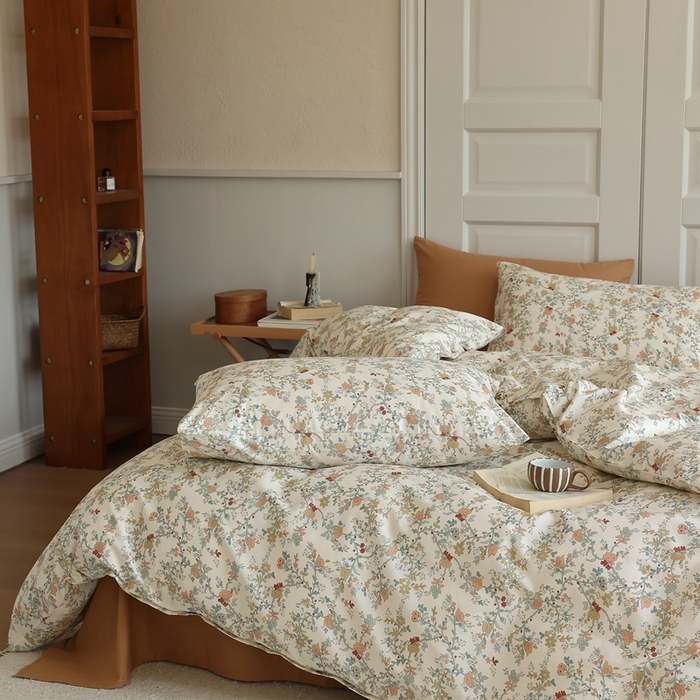 91家纺网 家纺一手货源 找家纺 棉眠 2024新款40支全棉秋季花园系列四件套 秋茗