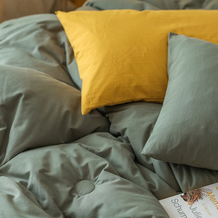 91家纺网 家纺一手货源 找家纺 雯雨家纺 2024新款里外全棉棉花被冬被 军绿黄