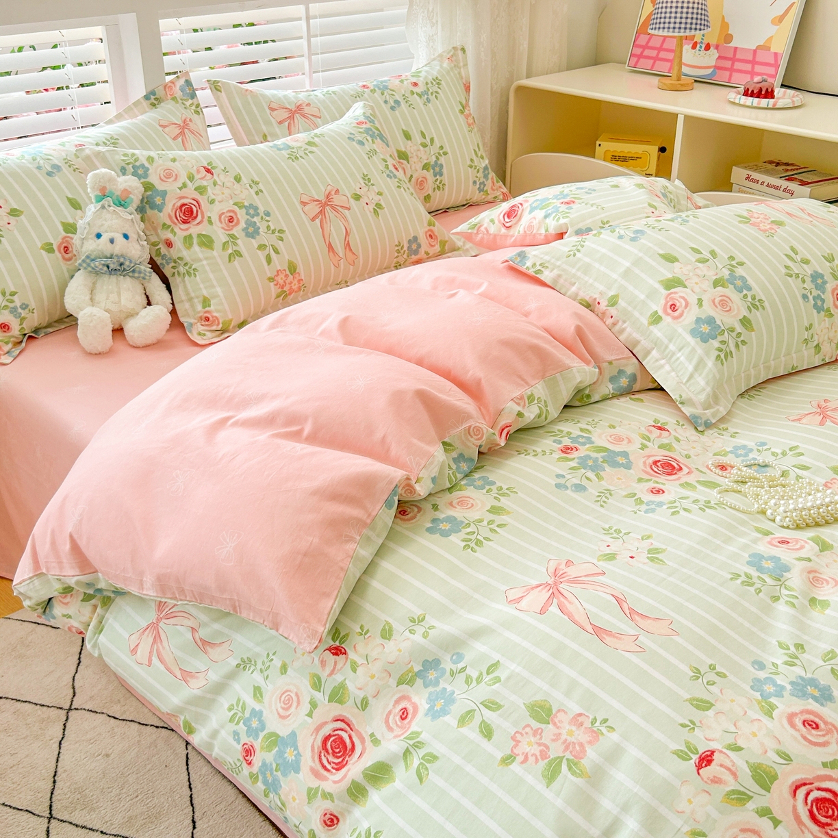 91家纺网 家纺一手货源 找家纺 红馆 2025年全棉12868印花系列四件套 轻婉花语