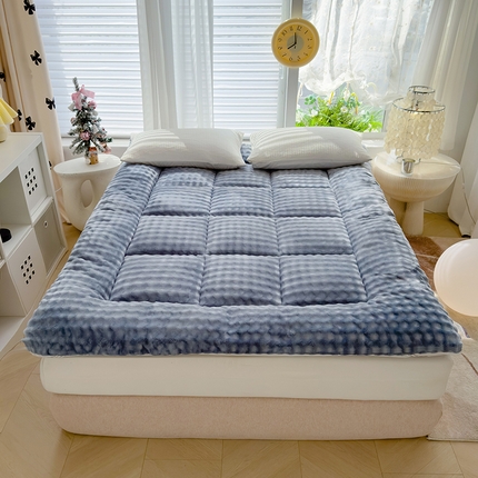 蓝冰家纺 2024新款兔兔绒床垫床褥 蓝灰色