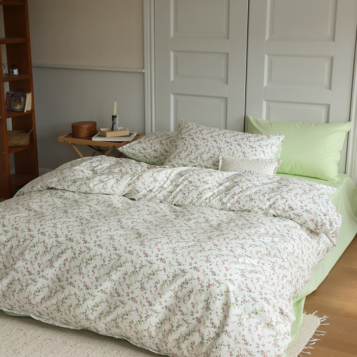 91家纺网 家纺一手货源 找家纺 棉眠 2024新款40支全棉秋季花园系列四件套 桃花笺